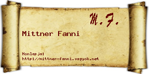 Mittner Fanni névjegykártya